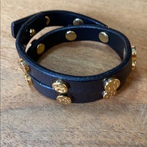 EUC Tory Burch leather double wrap bracelet.